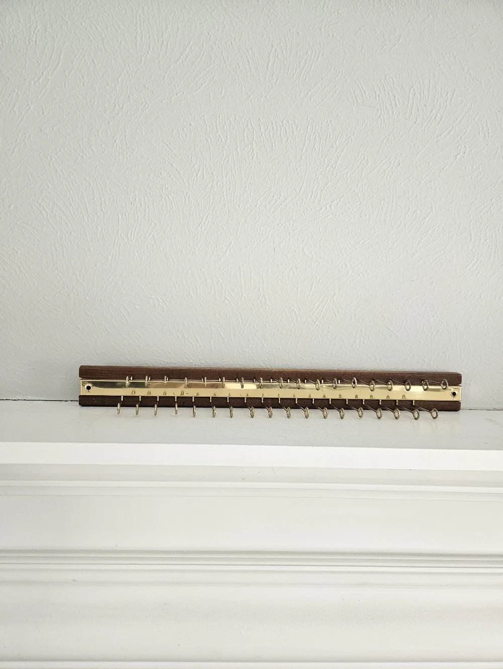 Vintage MCM Wood And Brass Belt/Tie Wall Mounted Rack Holder - Picture 5 of 6